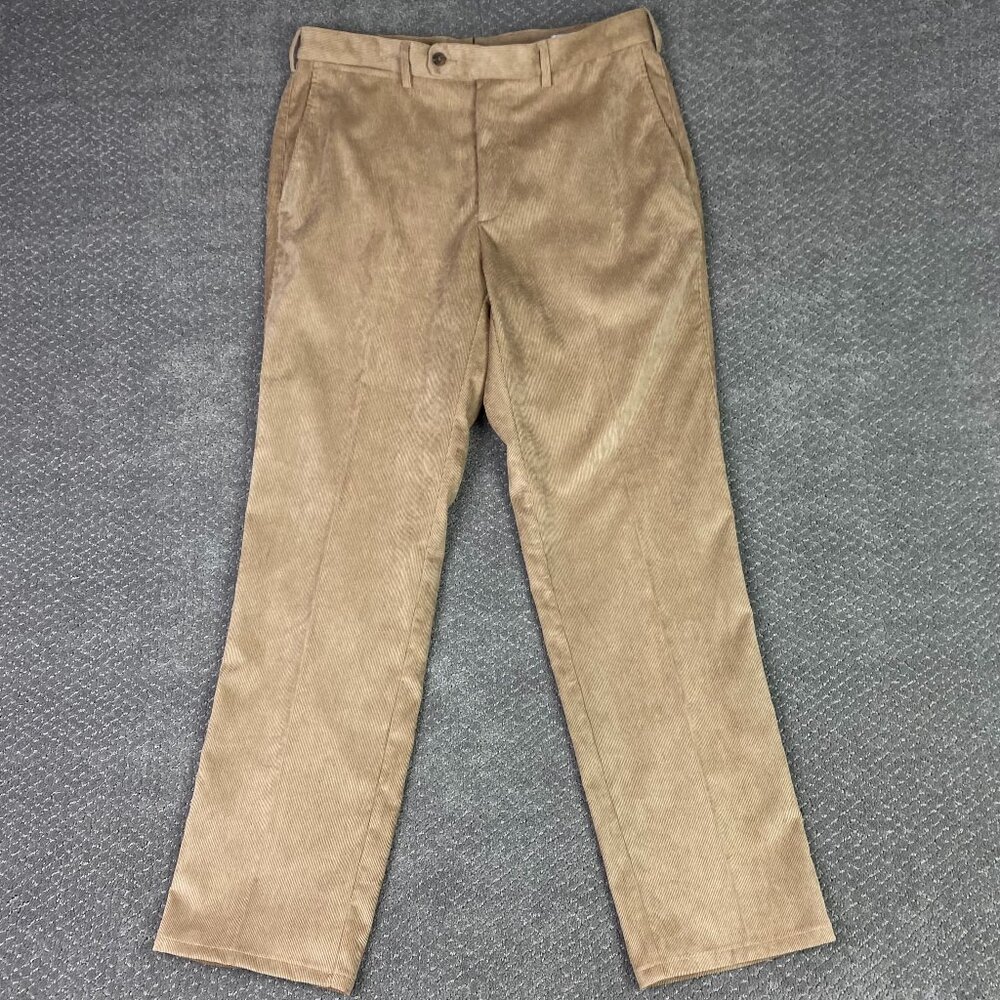Peter Millar Nanoluxe Corduroy Pants Men's 34 x 31 Tan Brown Golf Chino B91